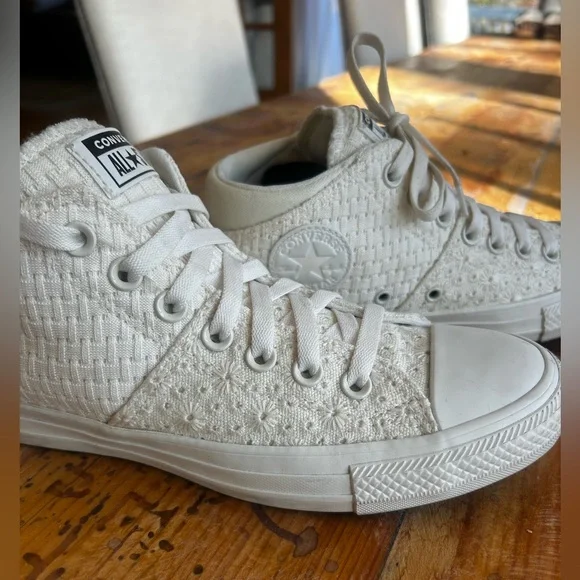 Converse Chuck Taylor Shoreline Mid Top Off White Sneaker Women Size 8 - Picture 4 of 12